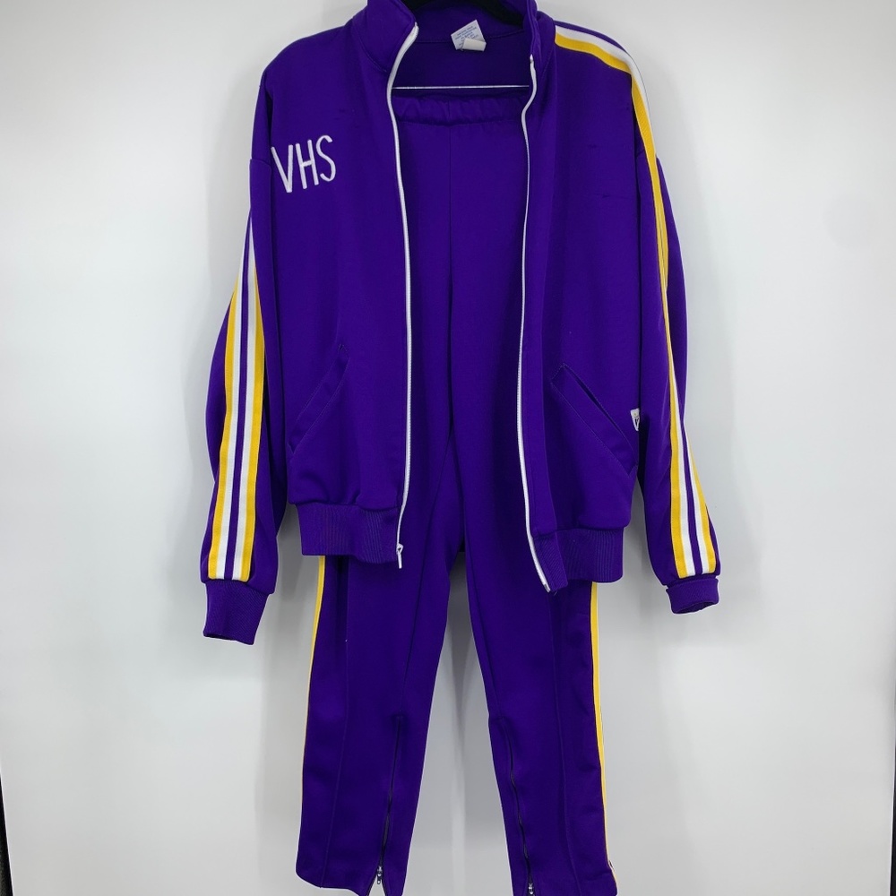 Vintage Varsity Spirit Fashions Cheer Track Suit Jacket Pants Purple‎ Gold Y2K
